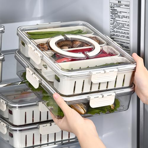 2Pack Divided Snackle Box with Lids Stackable Food Serving Tray for