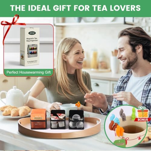 Magnetic Tea Bag Organizer, 6-Piece Metal Refrigerator Organizer