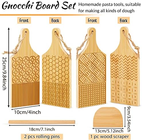 Tessco for you 6 Pcs Pasta Gnocchi Board Set, Wooden Potato Ricer