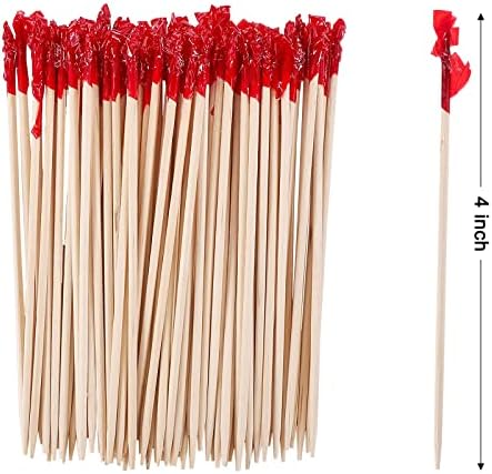 4 Inch Wood Frill Picks Toothpicks,1200 Pcs Cocktail Picks Sandwiches