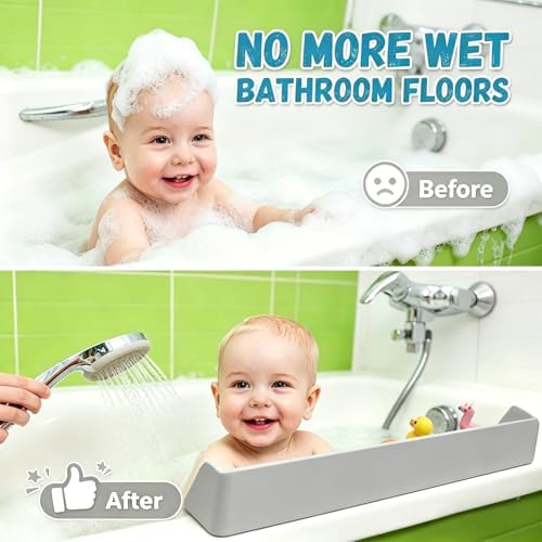 Bathtub Splash Guard with Strong Suction Cups, Silicone Splash Guard