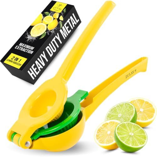 Zulay Metal Lemon Squeezer, Yellow/Green Manual Citrus Juicer