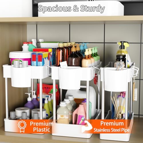 3 Pack Under Sink Organizer, White