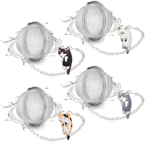 Cat Tea Infuser Set, 4-Pack Stainless Steel Loose Leaf Tea Balls with
