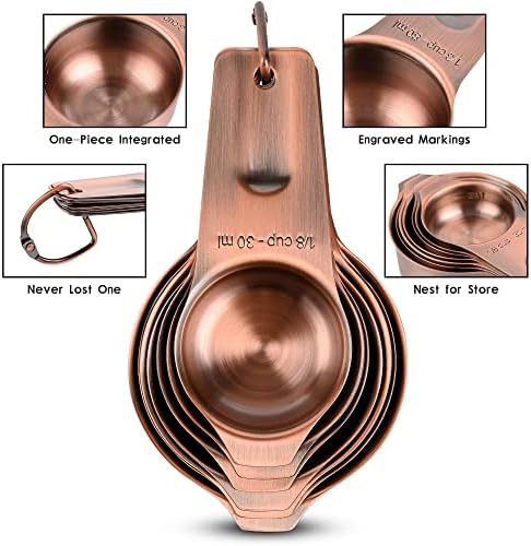 Measuring Cups and Spoons Set, Copper Measuring Cups and Spoons Set