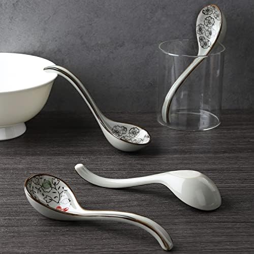 Soup Spoons Set of 4 Ceramic Japanese Soup Spoon Porcelain Asian Soup