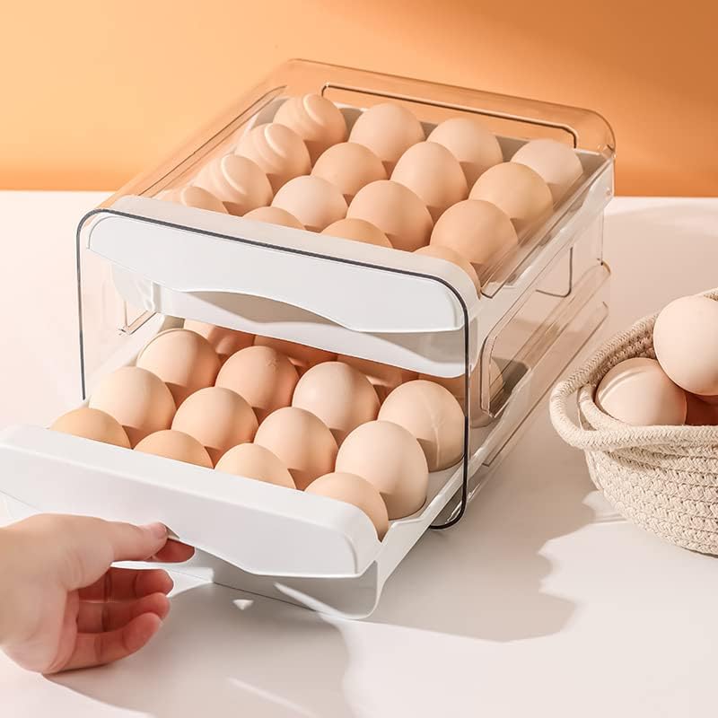 Egg Holder for Refrigerator Drawer Type Storage Box, Stackable Two