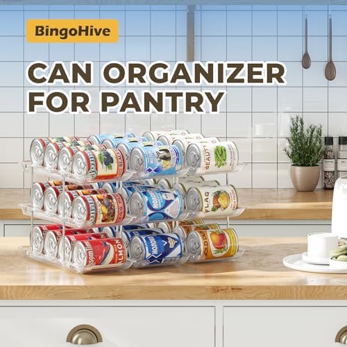 Can Organizer for Pantry Stackable AND Rolling Soda Can Dispenser for