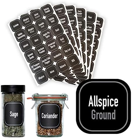 AllSpice 312 Preprinted Water Resistant Square Spice Jar Labels Set 2"