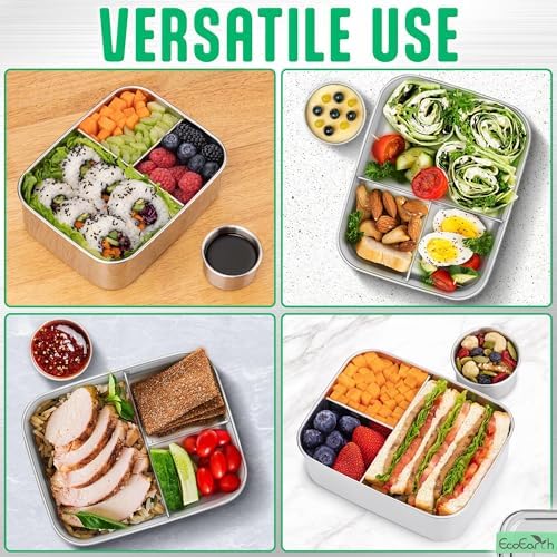 Stainless Steel Bento Box w/ Silicone Strap & Condiment Cup, 27 oz