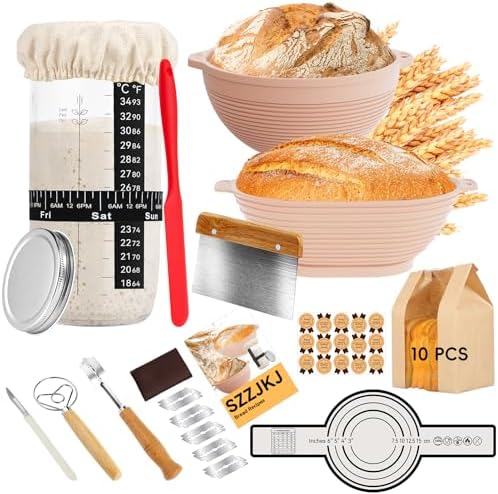 Sourdough Starter Kit, 24PCS Sourdough Bread Baking Supplies, 9"Round