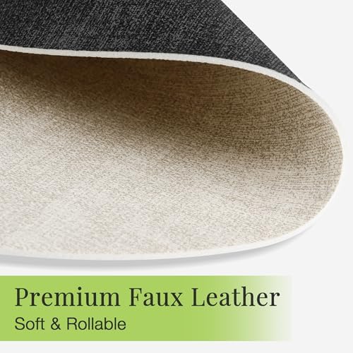Fyvva Placemats Set of 4, 13" Round Reversible Faux Leather with