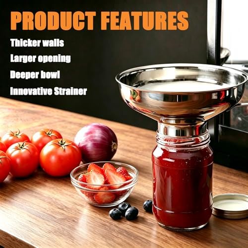 5 Pack Stainless Steel Canning Funnel Set, Wide Mouth Funnel for Mason