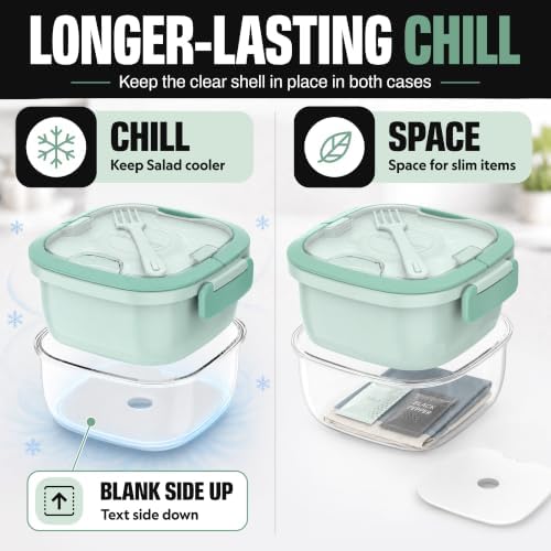 Salad Container with Ice Pack & Handle, 6.8 Cup / 1600ml Large