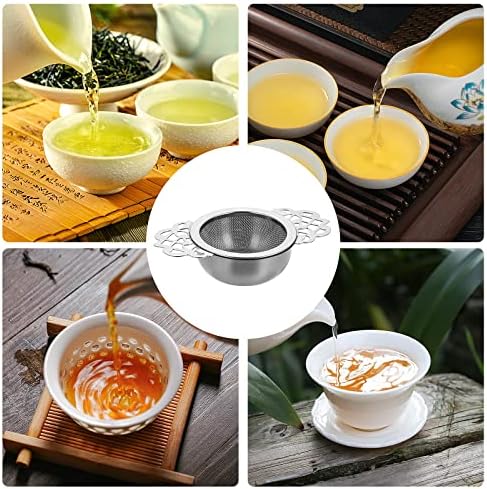 2 Pack Small Fine Mesh Tea Strainers with Bowl, Stainless Steel Loose