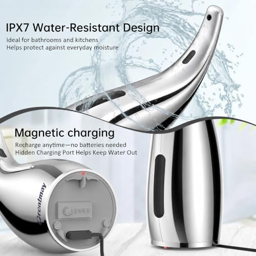 Automatic Soap Dispenser Touchless Rechargeable 10 oz, Silver
