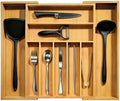 Bamboo Kitchen Drawer Organizer, Expandable Cutlery Tray, Adjustable