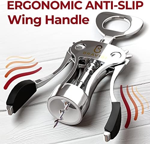 Wine Opener, Wing Corkscrew - Made w/Heavy Duty Stainless Steel Screw
