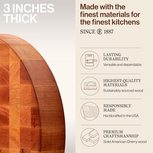 John Boos Round Cherry Cutting Board, 18" x 18" x 3"