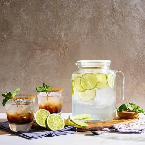 Hermetic Seal Glass Pitcher with Airtight Lid & Spout - 68oz Water