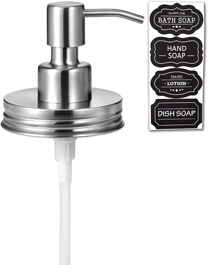 Amolliar Mason Jar Liquid Soap Dispenser Pump, Rustproof Stainless Steel Lid by Amolliar