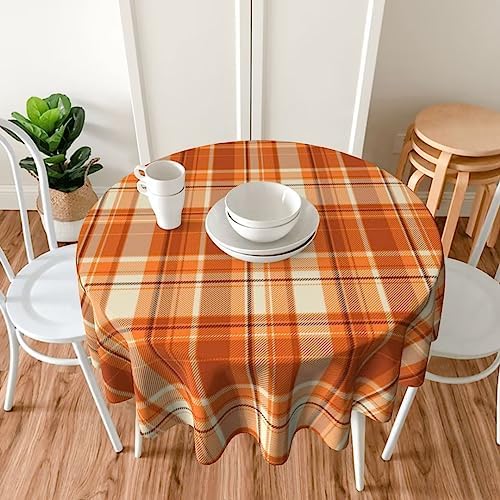 BETGINY Fall Tablecloth 70 Inch Round Autumn Thanksgiving Plaid Table