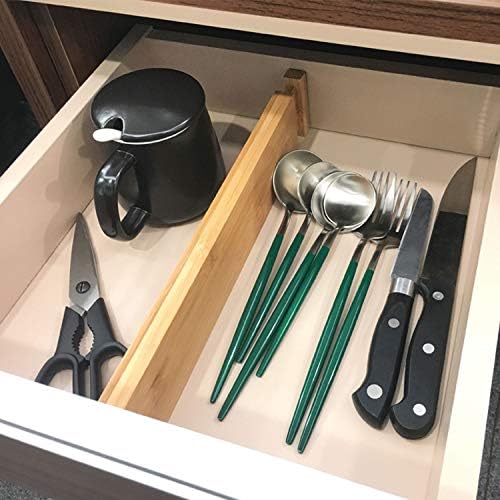 VaeFae 6-Pack Adjustable Bamboo Drawer Dividers, Expandable Drawer