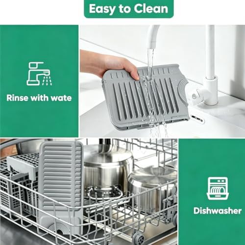 24" Gray Silicone Faucet Mat for Kitchen Sink Splash Guard, 6° Slope