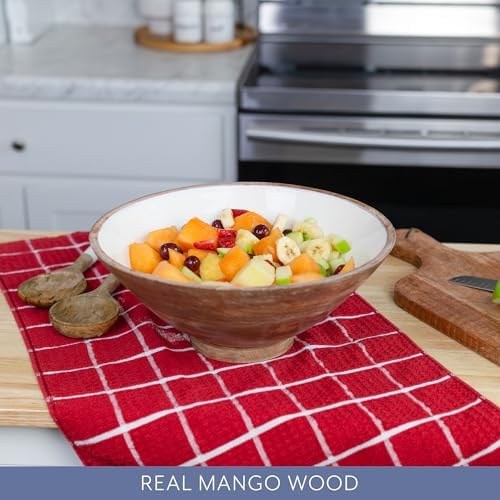 AuldHome Design Wooden Salad Bowl Set (Large Serving Bowl w/Utensils)