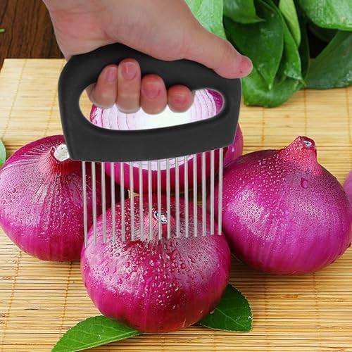 Stainless Steel Onion Slicing Holder, Kitchen Food Prep Tool