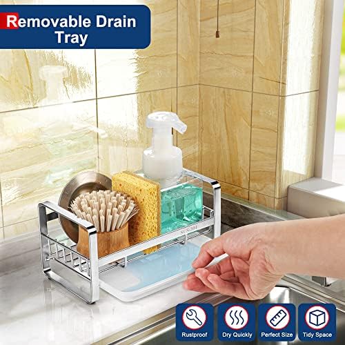 HULISEN Kitchen Sponge Holder, 304 Stainless Steel, Silver