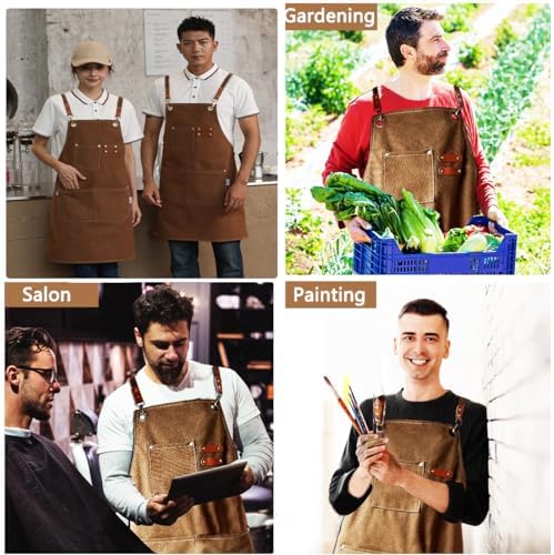 Aprons For Women Men With Pockets 2 Pcs,Kitchen Waterproof Hair