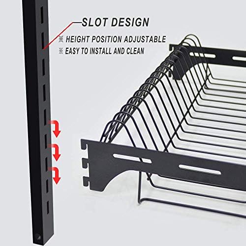 junyuan 3-Tier Wall-Mount Dish Drying Rack, Black