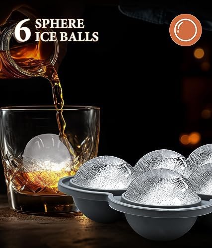 Silicone Large Ice Cube Molds (Set of 3), 6 Ice Ball Maker Mold, 6