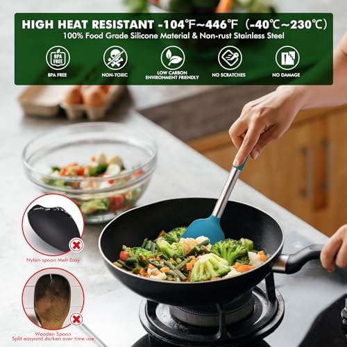 HOTEC 14pcs Silicone Kitchen Utensils Set, Multicolor