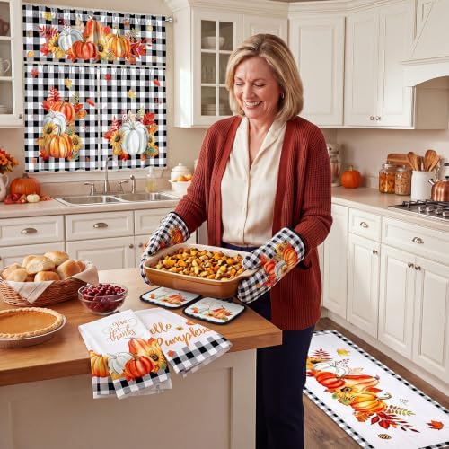 Haull 13 Pcs Fall Thanksgiving Kitchen Decor Set Buffalo Plaid