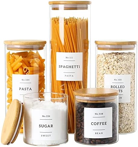 CZSZYGHBAO 5 Pack Glass Jars with Bamboo Airtight Lids - Stackable