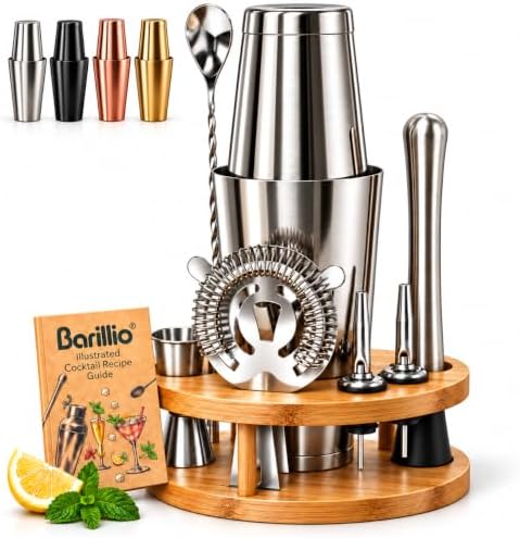 Barillio Elite Mixology Bartender Kit with Stand - Cocktail Shaker Set