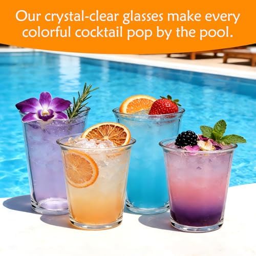 Mapoxy 12 Pack Highball Glasses Set, 12 oz & 10 oz Stackable Tumblers
