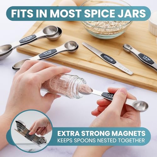 Zulay Stainless Steel Measuring Spoon Set - Stackable Magnetic Spoon