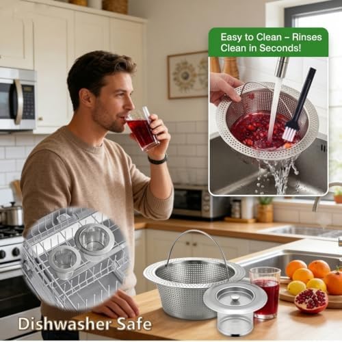 2Pack 304 Stainless Steel Juice Strainer for Nama J2, Hands-Free Pulp