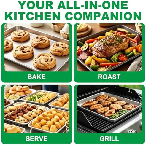 Acrux7 Quarter Sheet Pan Set of 8, Stainless Steel Baking Trays