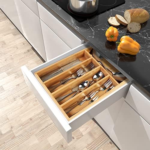 Utopia Kitchen Silverware Organizer, Bamboo Utensil Drawer Organizer