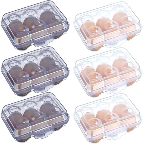 6-Pack 6-Grid Egg Storage Boxes, Blue and Transparent