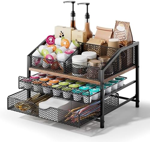 Coffee Bar Organizer for Countertop, Coffee Station Organizer with