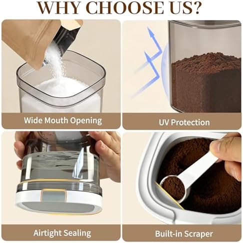 Airtight Coffee Storage Canister Container 15 oz with Magnetic Scoop