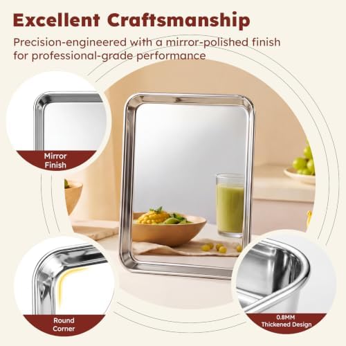 Baking Sheet Set of 3: Stainless Steel Cookie Sheets for Baking