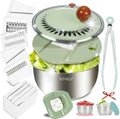 KITHELP Stainless Steel Salad Spinner Large 5.3Qt, Lettuce Spinner Dryer with 5 Blades Slicer, Vegetable Spinners, Lettuce Spinner, Fruit Washer Bowl with Strainer, Non-Slip Base, Dishwasher Safe