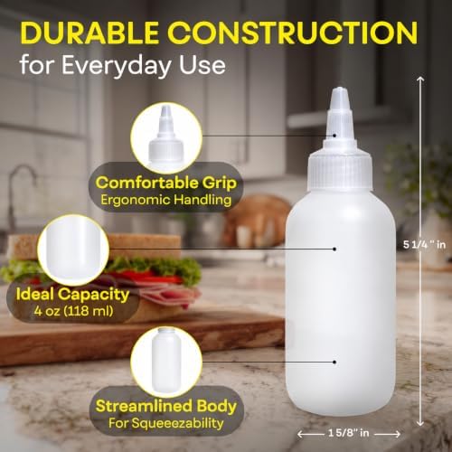 BRIGHTFROM Condiment Squeeze Bottles - 4 OZ Squirt Empty Bottles