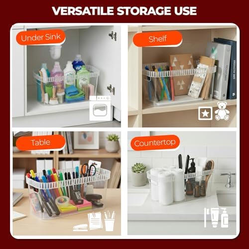 Tribello Narrow Storage Bins – Slim, Clear Plastic Storage Basket